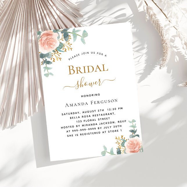 Bridal Shower floral rose gold greenery luxury Invitation (Creator Uploaded)