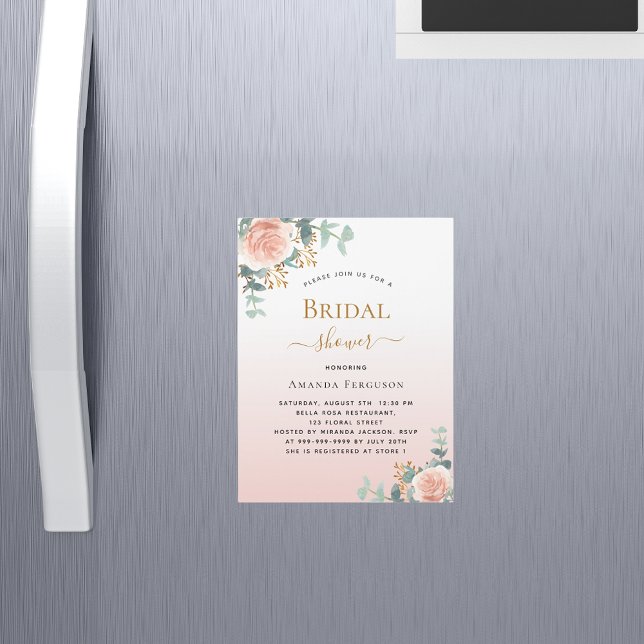 Bridal Shower floral rose gold greenery luxury Magnetic Invitation (Creator Uploaded)