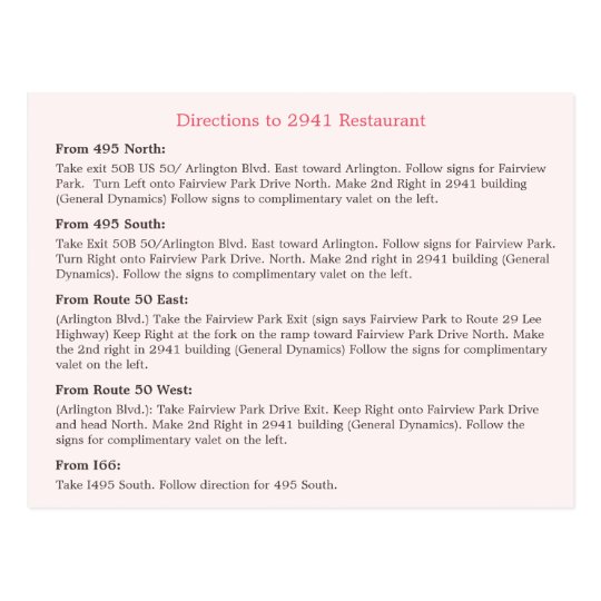 Bridal Shower Floral Stripes Restaurant Direction Postcard