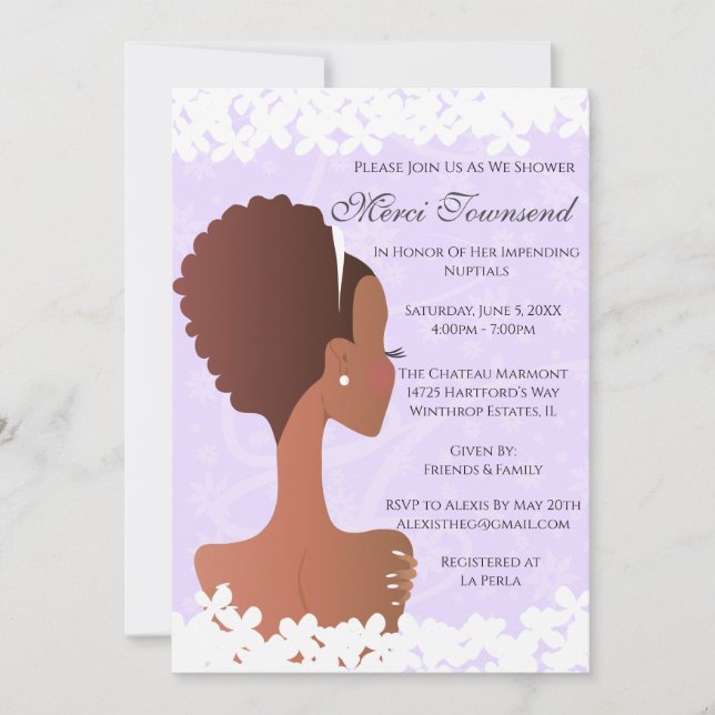 Bridal Shower Floral Violet Amethyst Invitation (Front)