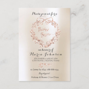 Bridal Shower Floral Wreath Ivory Pink Rose Gold Invitation