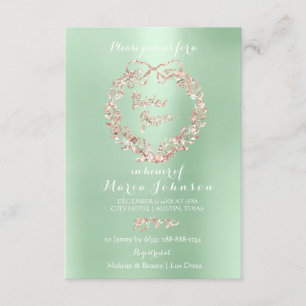 Bridal Shower Floral Wreath Mint  Pink Rose Gold Invitation