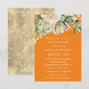 Bridal Shower Flower Brunch Mint Orange Confetti Invitation