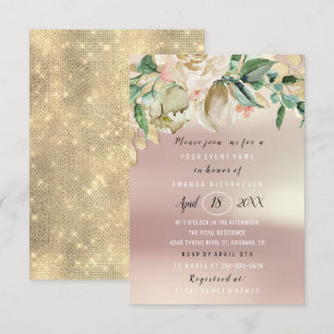 Bridal Shower Flower Brunch Mint Rose Gold Invitation
