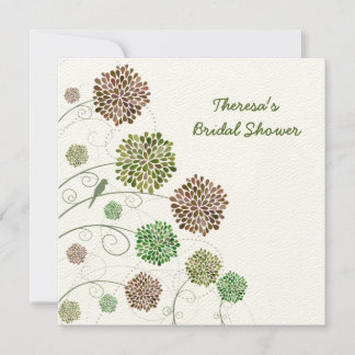 Bridal Shower Flower Garden & Bird Invitation