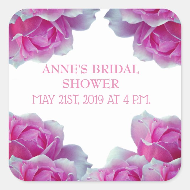 Bridal Shower Flower Magic Square Sticker (Front)