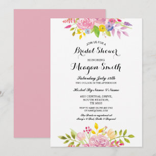 Bridal Shower Flowers Pink Pretty Invitations