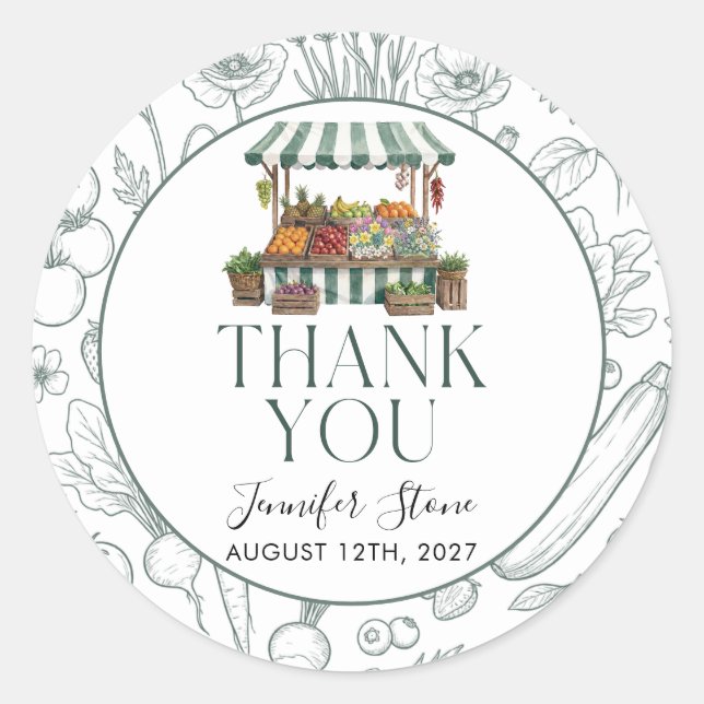 Bridal Shower Fresh Off The Market  Classic Round Sticker (Front)