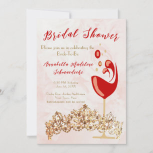 Bridal Shower Fun Wine Crown White Gold Invitation