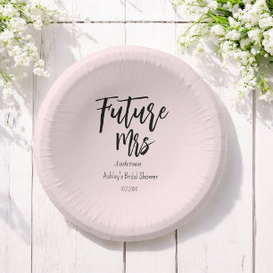 Bridal Shower Future Mrs Blush Pink  Paper Plate
