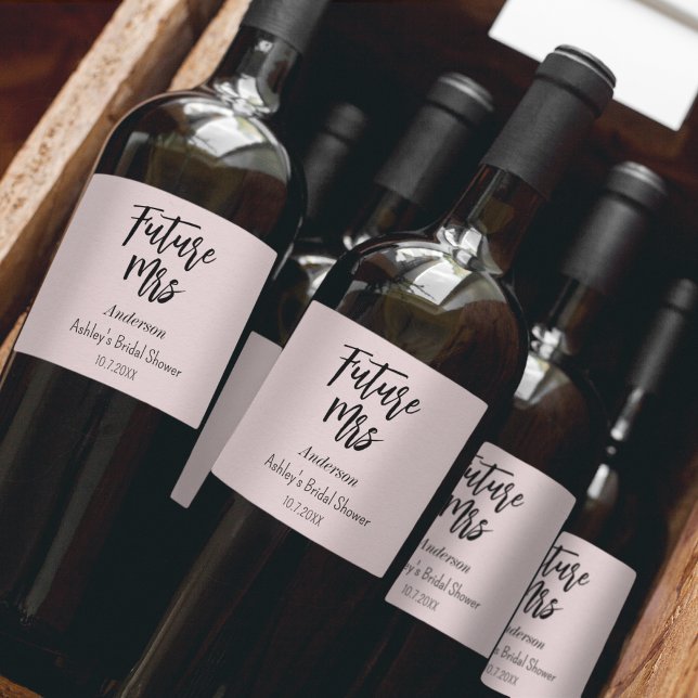 Bridal Shower Future Mrs Blush Pink  Wine Label (Creator Uploaded)