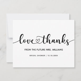 Bridal Shower Future Mrs Chic Stylish Trendy Heart Thank You Card