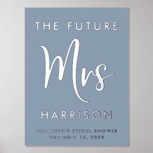 Bridal Shower Future Mrs Dusty Blue Foil Prints