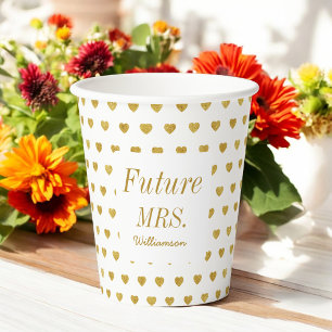 Bridal Shower Future Mrs Gold Hearts Chic Paper Cups