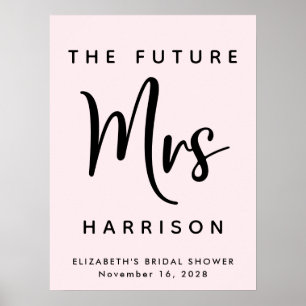 Bridal Shower Future Mrs Personalised Pink Poster