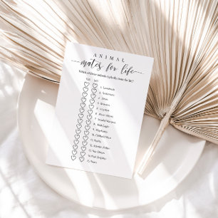 Bridal Shower Game Animals Mates for Life Invitation