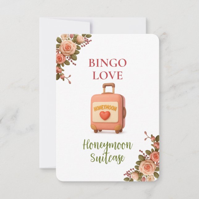 Bridal Shower Game Bingo Card – Honeymoon Suitcase (Front)