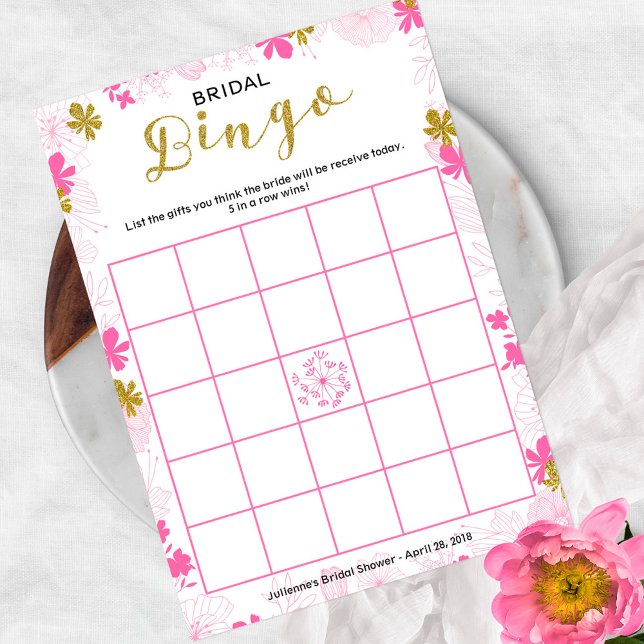 Bridal Shower Game Bingo | Delicate Pink Floral Invitation (Creator Uploaded)