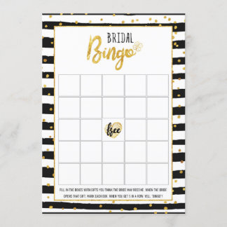 Bridal Shower Game Bingo | Gold Confetti Invitation