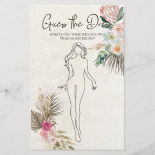 Bridal Shower Game Boho Guess the Dress Card