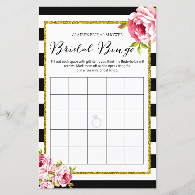 Bridal Shower Game - Bridal Bingo (Front)