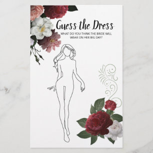 Bridal Shower Game Burgundy Pink Guess the Dress Flyer
