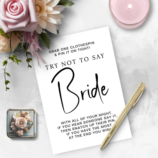 Bridal Shower Game Don't Say Bride Card (Bridal Shower Game Don't Say Bride Card)