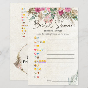 Bridal Shower Game Emoji Pictionary Pastel Boho