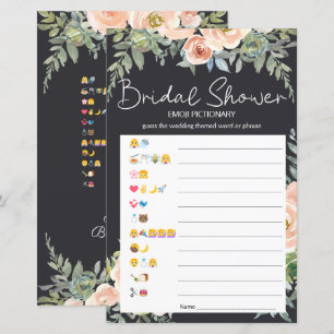 Bridal Shower Game Emoji Pictionary Pastel Peach