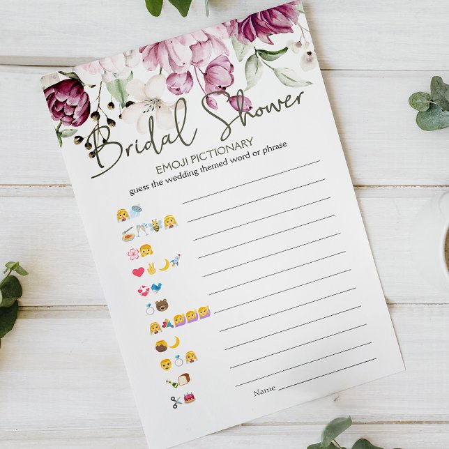Bridal Shower Game Emoji Pictionary Peonies Pink (Creator Uploaded)
