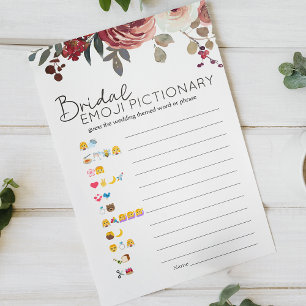 Bridal Shower Game Emoji Pictionary Red Blush Rose