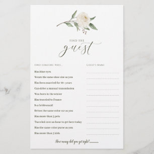 Bridal Shower Game - Find the Guest White Floral
