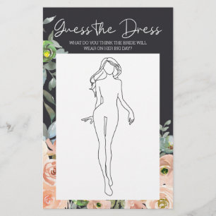 Bridal Shower Game Floral Guess the Dress Card