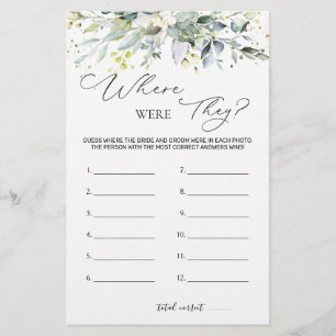 Bridal Shower Game Greenery Where Were They  Stationery