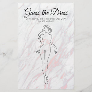 Bridal Shower Game Grey Marble Guess the Dress Flyer