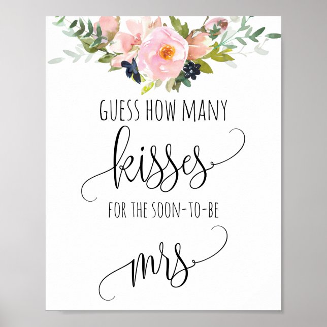Bridal Shower Game Guess How Many Kisses Poster (Front)