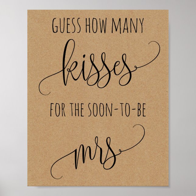 Bridal Shower Game Guess How Many Kisses Poster (Front)