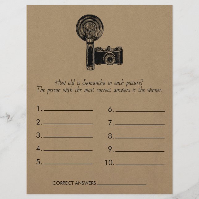 Bridal Shower Game Guess The Age Wedding Flyer (Front)