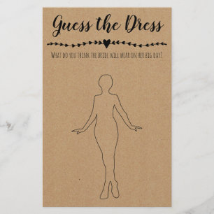 Bridal Shower Game Guess the Dress Card