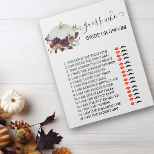 Bridal Shower Game Guess Who Autumn Pumpkin  Notepad