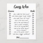 Bridal Shower Game Guess Who Card Flyer