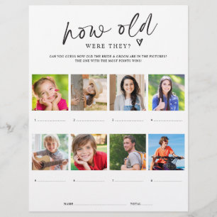 Bridal Shower Game How Old Were They with Photos Flyer