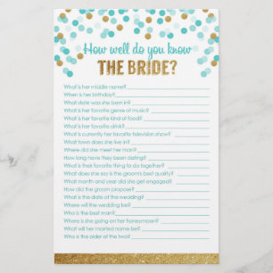 Bridal Shower Game How well do you know the bride?