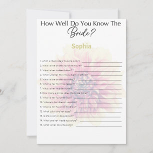 Bridal Shower Game How Well Do You Know The Bride Invitation