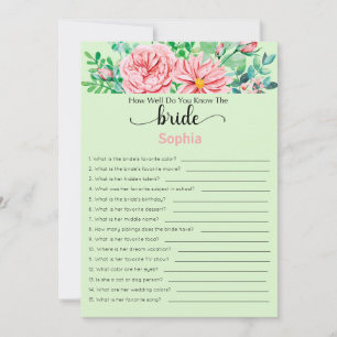 Bridal Shower Game How Well Do You Know The Bride Invitation