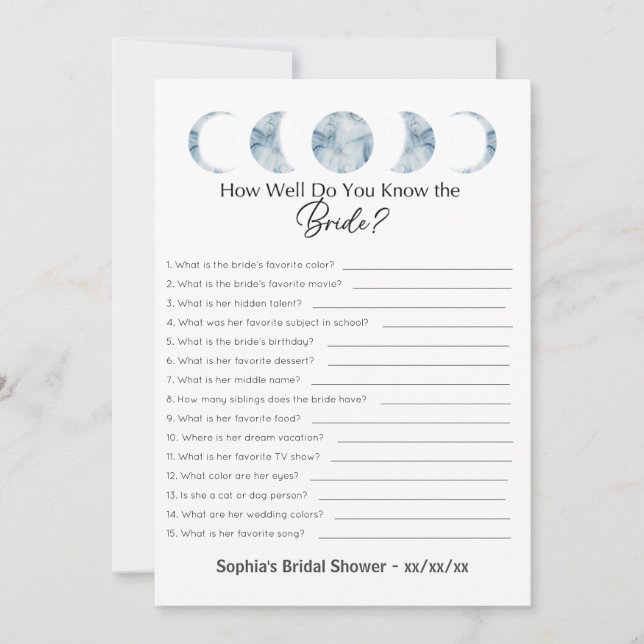 Bridal Shower Game How Well Do You Know The Bride Invitation (Front)