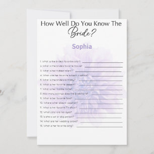 Bridal Shower Game How Well Do You Know The Bride Invitation