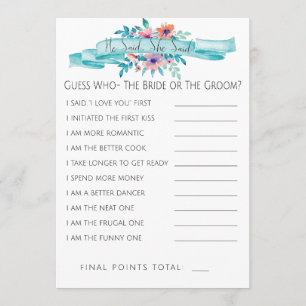 Bridal Shower Game Invitation