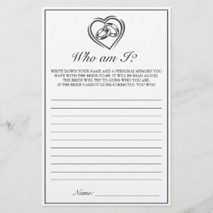 Bridal Shower Game Modern Minimalist White Black