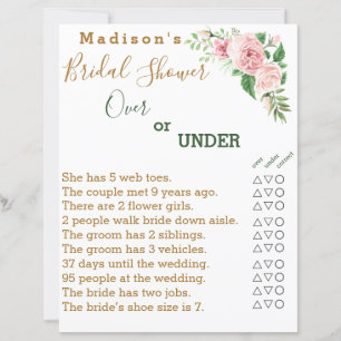 Bridal Shower Game 🌸 Over or Under Challenge